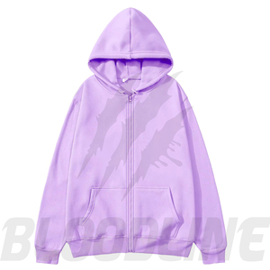Sweat-shirt à capuche unisexe rose, fermeture éclair, coupe classique, couleur unie, décontracté, poche avant, tissu polaire, 100% coton, hip-hop, respirant - Product Image 3