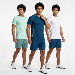 Men's <b>Geometric</b> Patterned Quick Dry Short Sleeve Sport T-<b>Shirt</b> Slim Fit O-Neck Printed Performance Top - Product Image 6