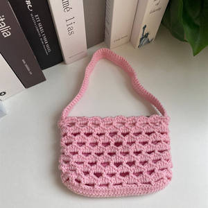 Doux Design Unisexe Crochet Sac À Bandoulière À La Mode Coton Doublé Sac À Main pour Femmes Mignon Usage Quotidien Sac À Main avec Fermeture Ouverte - Product Image 1