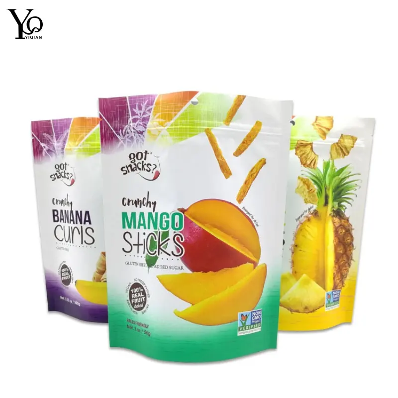 Запечатываемый логотип, застежка-молния, сухие фрукты, подставка из майларовых пластиковых пакетиков, упаковка