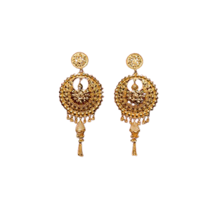Acheter des boucles d'oreilles serties de boucles d'oreilles en plaqué or 22CT de conception traditionnelle, bijoux pour femmes par les exportateurs - Product Image 1