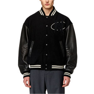 <b>Leather</b> Sleeve Varsity <b>Jacket</b> Wool Body <b>Retro</b> Letterman College Style Streetwear Outerwear Wholesale - Product Image 6