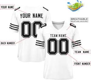 Maillots de football américain personnalisés Clubwear vêtements de sport OEM tissu de maille de polyester séchage rapide manches rayures sublimation Logo numéros - Product Image 2