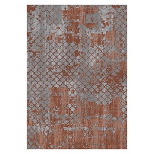 Tapis de salon en chenille antidérapant RUGS DEPOT LXDP-0266, effet marbre doré terracotta, imprimé numériquement, lavable en machine, vente en gros - Product Image 1