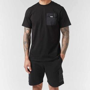 Camiseta de Algodón Corta y Holgada para Hombre, Estilo Informal, con Bolsillo, Fabricada por Wida Sports, Diseño Personalizado OEM 2026 - Product Image 1