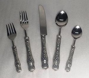 Juegos de cubiertos de metal con diseño de mano en relieve Cubiertos de comida ecológicos Vajilla - Product Image 2