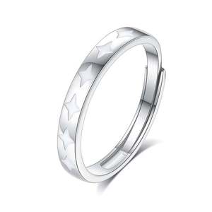 แหวนแต่งงานผู้ชายแบบปรับได้รูปดาว เจลิยา เงินสเตอร์ลิง ชุบโรเดียม - Product Image 2