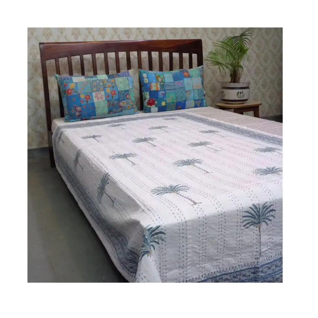 Vintage Indiase Katoenen Kantha Quilt Beddengoed Set: Groothandel Handgemaakte Dekbedden Voor Bed Met Patchwork-Ontwerp En Gewatteerde Dekbedden