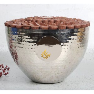 Venta caliente Metal Chocolate & Sweet Bowl Diseño martillado Color plata Fruta Chocolate y nueces Servir Top Trending Wedding Party - Product Image 4