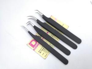 แหนบขนตาสีดำเคลือบพร้อมที่ยึดเพชรแหนบคุณภาพอย่างยั่งยืนแหนบเพื่อความงามที่ดีที่สุดสำหรับการต่อขนตา - Product Image 2