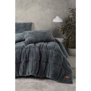 Cotton Box Home Use Double Plush Duvet Set Solid Grey 195x215 cm - Product Image 1