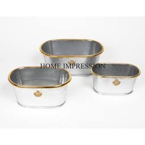 Ensemble de 3 jardinières de fleurs galvanisées de différentes tailles et pots à la mode nouveauté jardinière classique de décoration de la maison - Product Image 4