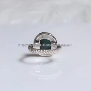 Anillo de Plata de Ley 925 hecho a mano con piedras preciosas redondas de malaquita verde, anillo de mujer para OCASIÓN DE BODA, uso diario y regalo en caja - Product Image 5