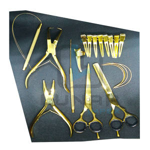 Kit d'outils d'extension de cheveux en couleur plasma dorée avec accessoires personnalisés pinces pinces aiguilles C anneaux de séparation de cheveux - Product Image 1