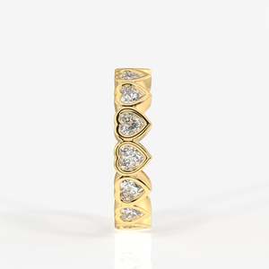 18K Gold Heart Cut Moissanite Diamond Eternity Band <b>Ring</b> - Product Image 5