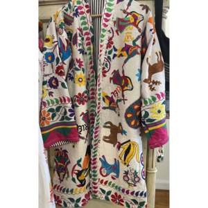 Manteau brodé réversible vintage - Col montant, fermeture éclair à bouton unique, tissu tissé respirant, manches longues, taille M - Product Image 1