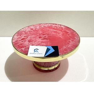 Vente en gros Plateau à gâteau en résine fait main pour les fêtes d'anniversaire de mariage Support à gâteau décoratif en résine Plateau de service en résine design - Product Image 2