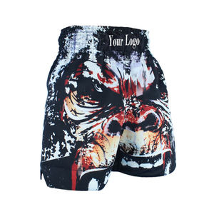 Haute qualité 100% coton personnalisé Velcro solide écologique respirant ensemble de gymnastique Kickboxing BJJ MMA Thai Boxe Shorts-pour le combat - Product Image 2