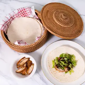 Doğal el yapımı Tortilla isıtıcı el işi sepet Rattan 10 inç yapılmış