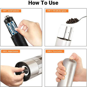 Ensemble de <span class=keywords><strong>moulin</strong></span> à sel et à <span class=keywords><strong>poivre</strong></span> électrique, mécanisme réglable en céramique, fonctionnement automatique, <span class=keywords><strong>moulin</strong></span> à sel et à <span class=keywords><strong>poivre</strong></span> électrique alimenté par batterie - Product Image 2