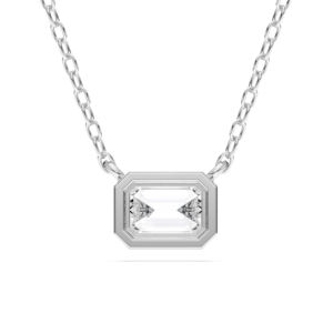 Colgante de bisel de diamante de corte esmeralda de moissanita de 3,00 quilates de 950 quilates minimalista moderno platino para ella - Product Image 3