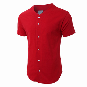 Wholesale Men's <b>Black</b> Color Baseball Jersey Full Button up V-Neck T-shirts With Customized Name & Label - Product Image 5