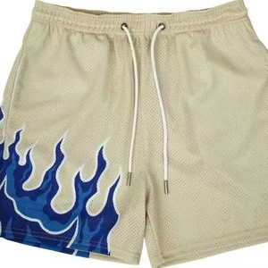 Short de gymnastique en maille pour hommes Entrejambe de 5 pouces Double couche Respirant Motif solide Logo Blanc Hip-Hop - Product Image 1