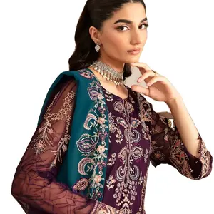 Koleksi 20240 bermerek india & pakistan pakaian kameez salwar untuk gaun pesta untuk wanita kain berkualitas ekspor