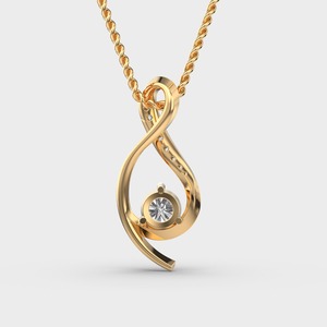 IGI Certified Lab Grown Round Diamond Twist <b>Infinity</b> Pendant with Solitaire & Pave Set Diamonds in 18K Yellow/<b>Rose</b> & White Gold - Product Image 4