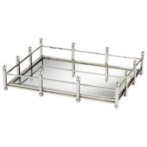 Silver Rectangle Metal Mirror Decorative <b>Tray</b> Nickel Stainless Steel <b>Glass</b> Storage Jewelry Perfume Display <b>Tray</b> For Home Decor - Product Image 1