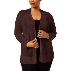 Cardigan Leggero da Donna Alfani con Cuciture Miste, Marrone, Taglia 0X, Stagione Autunnale, Design Stampato in Cashmere e Lana - Product Image 1