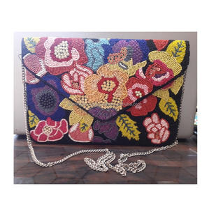 Indien bohème fait à la main femmes toile sac à bandoulière concepteur perlé pochette messager géométrique broderie pour soirée Shopping - Product Image 5