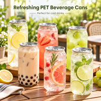 Fournisseur d'usine : Nouvelles canettes portables en PET avec couvercle en aluminium, transparentes, pour boissons gazeuses, bubble tea et café
