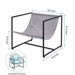 Chaise d'appoint à cadre métallique pour usage intérieur et extérieur, patio, jardin, balcon, salon - Product Image 5