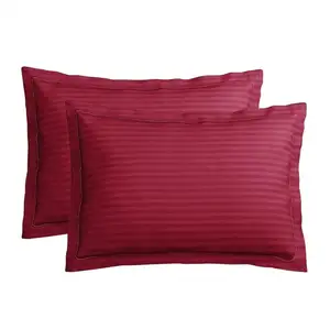 Premium 210 TC 100% katun murni Satin garis sarung bantal Set 2 buah untuk Hotel Rumah Sakit menggunakan sarung bantal