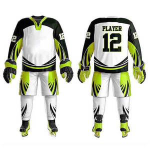 Uniformes de hockey sur glace en polyester respirant et à séchage rapide de haute qualité, personnalisables avec le nom de l'équipe, pour adultes, dernière arrivée avec service OEM - Product Image 1