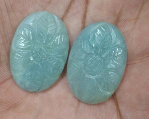 Increíble aguamarina tallada piedra preciosa suelta forma ovalada par joyería hecha a mano - Product Image 1