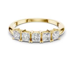 Bague en diamant de laboratoire taille princesse 0,65 CT pour femme, clarté VVS-VS EF, or 18 carats, 14 carats, 10 carats et argent 925, rose, jaune, blanc - Product Image 2