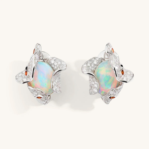 Luxury <b>Opal</b> Stud <b>Earrings</b> 18K Gold Diamond Animal Shape Party Women's Jewelry - Product Image 1