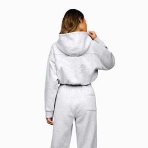 OEM Service 100% Cotton Athletics Full <b>Zip</b> Hood Grey Colure Women's Tracksuit Top Hoodie And <b>Trouser</b> For Wholesale High Quality - Product Image 2