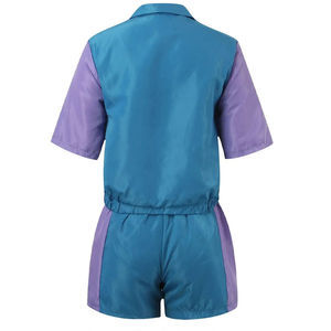 ชุดเซ็ตวินด์เบรกเกอร์ผู้หญิง 2 ชิ้น สีสันตัดกัน สไตล์เรโทรยุค 90s เสื้อแจ็คเก็ตแขนสั้นแบบซิป และกางเกงขาสั้น ชุดกีฬาลำลองสำหรับฤดูร้อน - Product Image 6