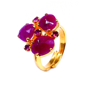 Wedding Wear 925 Sterling Silver <b>Gold</b> Plated Ruby Tourmaline Gemstones Fashionable <b>Vintage</b> Style <b>Ring</b> - Product Image 1