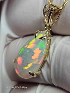 Grand collier en opale plaqué or 14 carats naturellement beau collier en cristal pendentif en or opale bijoux en argent sterling 925 - Product Image 3