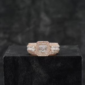 Vente chaude VVS Moissanite 925 Sterling ROSE Plaqué Or Bague Unisexe Idées Cadeaux De Fiançailles De Mariage dans Le Style HipHop - Product Image 1