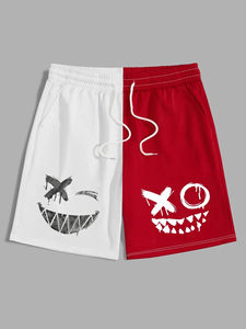 Pantalones cortos de playa informales de verano para hombre, estampado de letras con bloqueo de Color, sueltos, rectos, con patrón sólido, tejido no tejido de nailon - Product Image 4