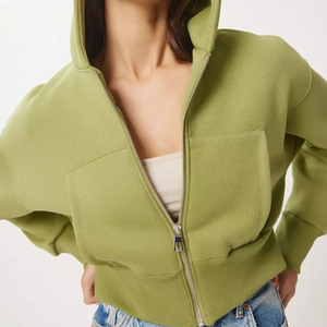 Sudadera Corta de Manga Larga de Algodón al por Mayor, con Logotipo Personalizado, Estilo Urbano de Alta Calidad, Sudadera con Capucha Corta para Mujer - Product Image 4