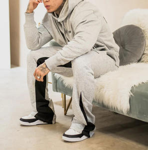 Conjunto de pantalones de chándal acampanados de gran tamaño con logotipo personalizado para hombre, ropa de calle de invierno, servicio de fabricantes, chándal/chándal de talla grande - Product Image 2