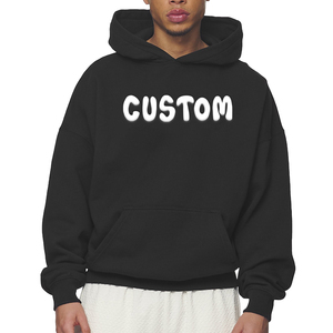 Sweats à capuche courts surdimensionnés au design personnalisé sans ficelle Boxy à épaules tombantes avec impression bouffante pour la saison hivernale - Product Image 2