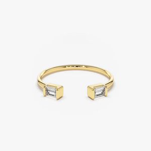 CDJ Baguette Cut Lab Grown Diamond Último diseño Minimalista Ajustable Anillo abierto Mejor precio al por mayor Joyería de boda para mujeres - Product Image 1