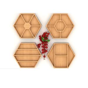 Plateau de service hexagonal en bois géométrique 4 Set fabriqué à la main pour la décoration intérieure minimaliste moderne à prix raisonnable - Product Image 1